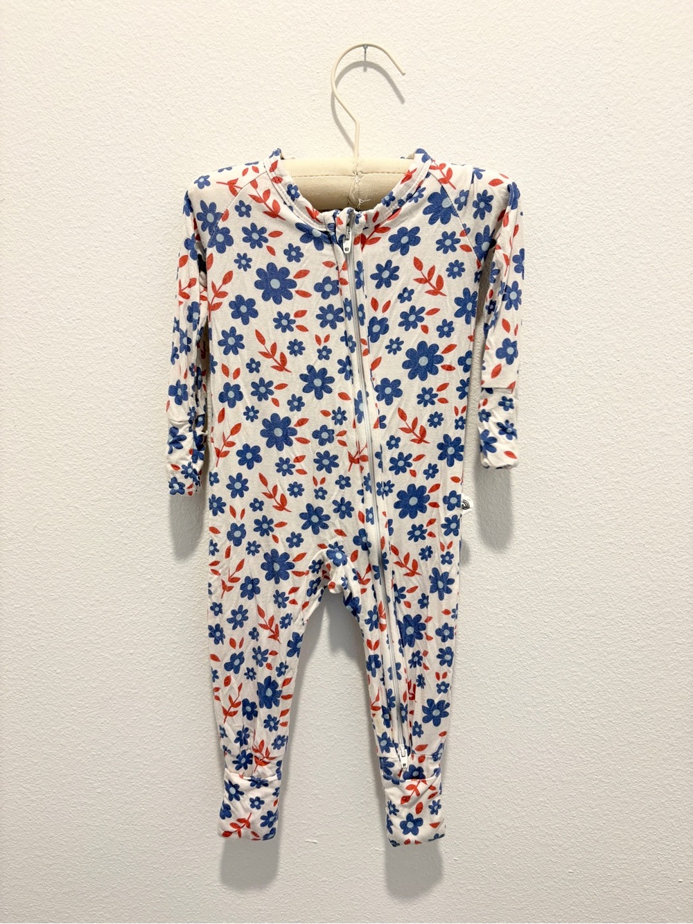 Little Joy Co. BAMBOO Floral Sleeper in White, Blue & Red